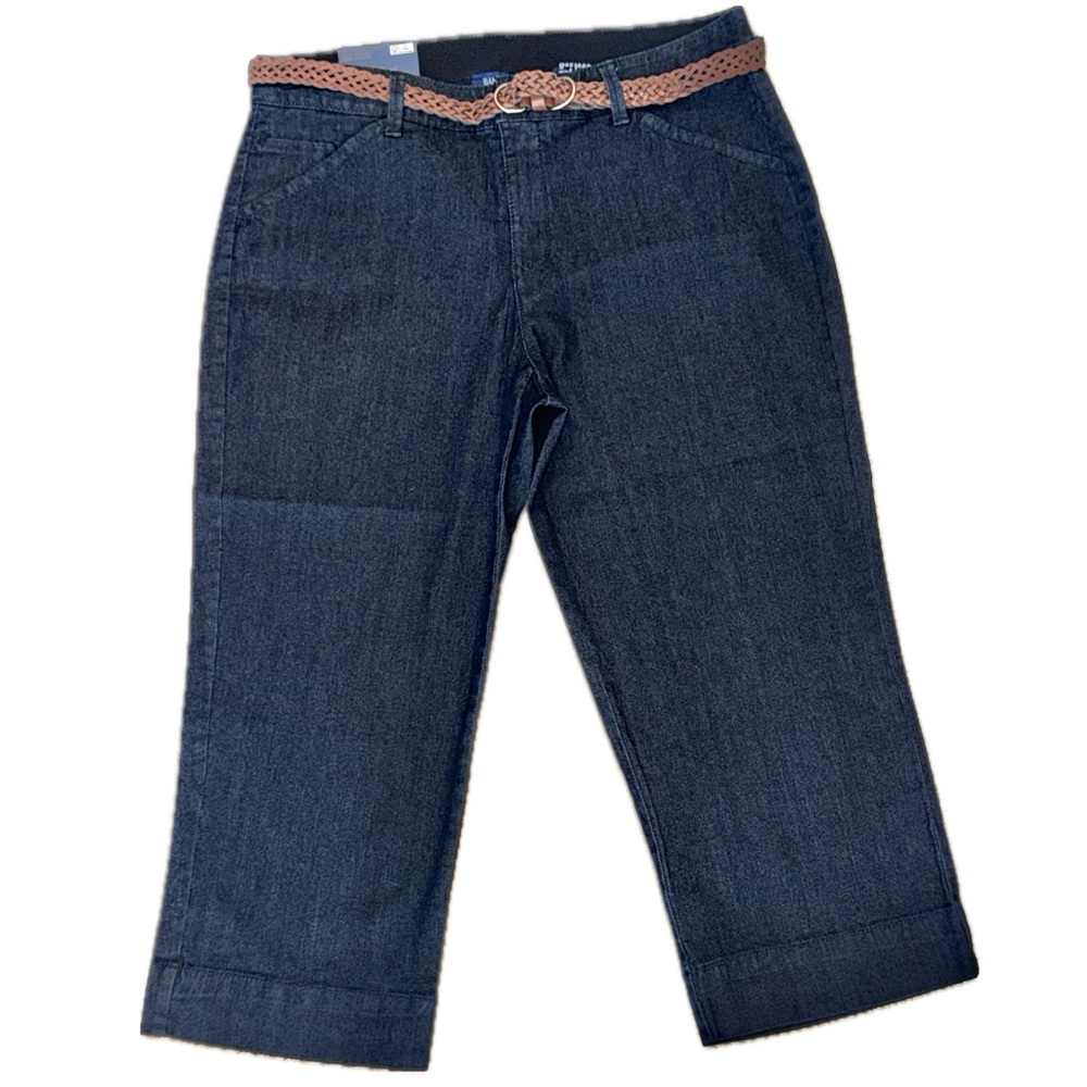 👖🎒 BANDOLINO *NWT* Dark Wash Denim Capri Jeans Comfort Waist Women’s Sz 8
